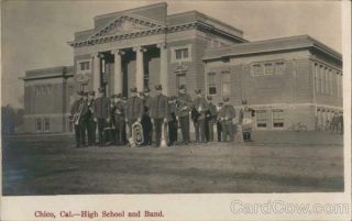 Rppc Chico,  Ca High School And Band Butte County California Real Photo Post Card