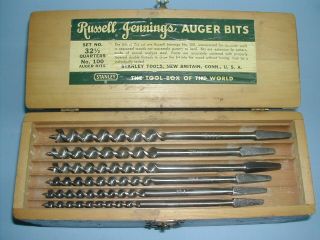 Stanley / Jennings No.  100 Auger (drill) Bits,  Complete Set
