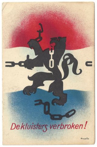 Patriotic Lion Chain Netherlands Vlaggenkaarten De Kluisters Verbroken