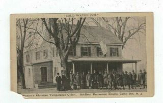 Nj Camp Dix Jersey Antique 1941 Post Card Wctu Building " Cold Water Inn "