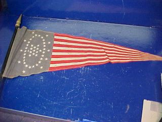 Early 20thc US PENNANT Style FLAG w 48 STARS in CIRCULAR Pattern - 22 