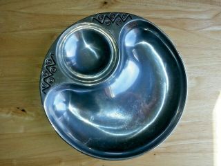 Wilton Armetale Round Reggae 10 3/4 " Chip And Dip Tray Party Plater Pewter