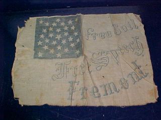 Orig 1856 John C Fremont Us Presidential Political Campaign Banner Cloth Flag