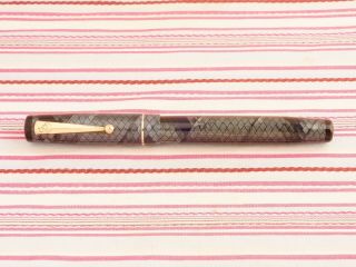 Vintage MABIE TODD SWAN Self - filler Blue Snake - skin Lizard 2 - Jewel Fountain Pen 3