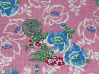 Full Vintage Feedsack: Blue,  Red,  and White FLowers on Pink 2