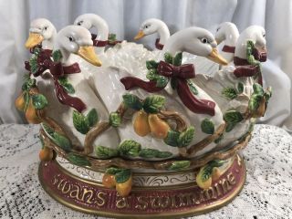 Fitz & Floyd 12 Days Of Christmas Seven Swans A Swimming Punch Bowl Centerpiece
