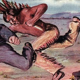 Vintage Postcard Of Native American Chasing You 