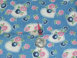 Full Vintage Feedsack: Blue with Hearts,  Pink and Blue Flowers 3