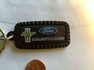Vintage Ford Mustang Keychain Made In The U.  S.  A.  Black Metal On A Silver Ring