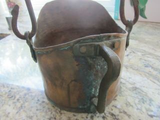 Old Antique Hammered Copper Pot Dovetailed W/ Handle And Hanging Ring