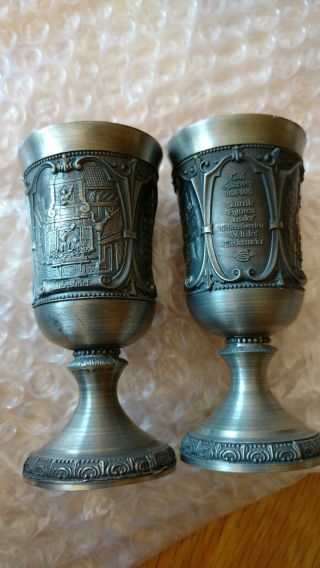 Two Vintage German Pewter Wine Zinn Goblets Shot Cup,  3 1/2 " Euc