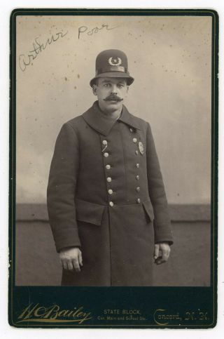 Police Officer In Uniform,  Arthur Poor Concord Nh Circa 1885