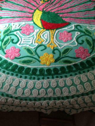 Chenille Bedspread Plush Peacock Green/Mutil Colors 6