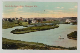 1910 Rppc Sheboygan Wisconsin Postcard Cover One Of The Beuty Spots