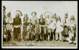 Antique C1910 W.  H.  Horne Rppc Postard Buffalo Bill Wild West & Native Americans