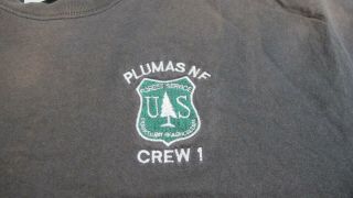 U.  S.  Forest Service Embroidered Plumas NF Crew 1 Firefighting Embroidery size L 2