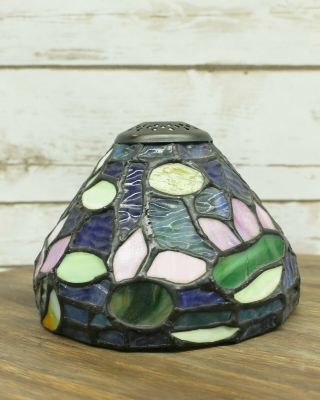 Vintage Tiffany Style Stained Glass Leaded Slag Small Lamp Shade