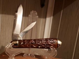 RARE Crucible Knife CO NY 1926 - 32 TearDrop Jack 3 - 5/8 Bone Handle Long pull 29 4