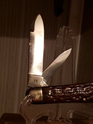 RARE Crucible Knife CO NY 1926 - 32 TearDrop Jack 3 - 5/8 Bone Handle Long pull 29 5