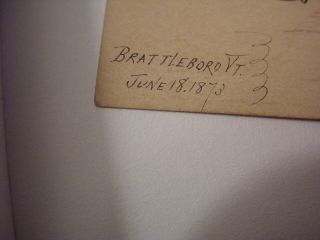 VERY EARLY OVERSEAS 1873 US POSTAL CARD BRATTLEBORO VERMONT & LONDON ENGLAND UK 12