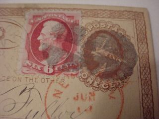 VERY EARLY OVERSEAS 1873 US POSTAL CARD BRATTLEBORO VERMONT & LONDON ENGLAND UK 7