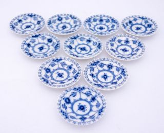 10 Small Dishes 1004 - Blue Fluted - Full Lace - Royal Copenhagen - 1st Quality