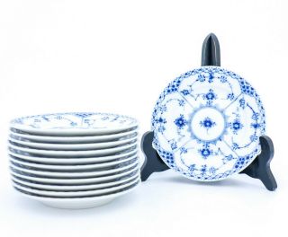 12 Unusual Plates 576 - Blue Fluted Royal Copenhagen - Half Lace - 1st Quality