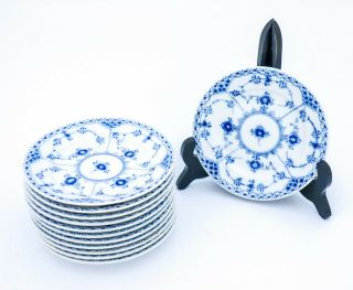 12 Unusual Plates 576 - Blue Fluted Royal Copenhagen - Half Lace - 1st Quality 3