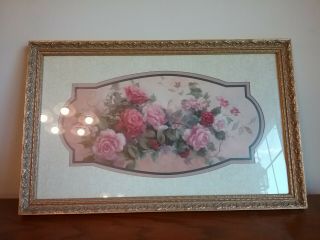 Home Interior Homco " Pink Rose Panel " Print Picture