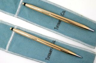Cross Tiffany & Co.  14k Solid Gold Ballpoint Pen & Pencil Set 1960s - 70s