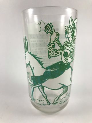 Vintage 1950 Green & White Big Top Peanut Butter Oh Susanna Song Glass