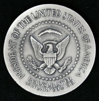 John Fitzgerald Kennedy Inaug.  2 3/4 " 5.  56 Ozt Silver Medal Medallic Art Co.  Ny