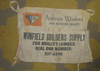 Vintage Carpenter Nail Pouch Apron Winfield Builders Supply Andersen Windows