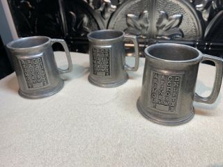 3 Vintage Wilton Armetale Rwp Pewter Metal Abc Alphabet Mug Cup Childs Kids Usa