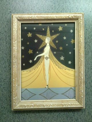 Great Vintage Framed Art Deco Art Nouveau Glittery Lady Print
