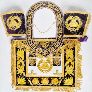 Masonic Regalia Deputy Grand Master Apron With Collar & Cuffs Purple - Hse