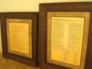 FRAMED THE BILL OF RIGHTS & CONSTITUTION OF U.  S.  PRINTED PARCHMENT PAPER 2