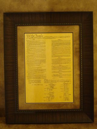 FRAMED THE BILL OF RIGHTS & CONSTITUTION OF U.  S.  PRINTED PARCHMENT PAPER 8