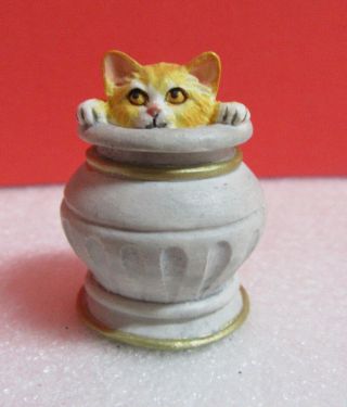 Lenox Miniature Victorian Cat In Vase Kitty Kitten Thimble