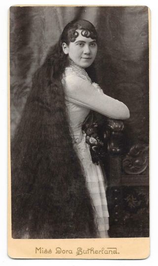 Panel Card: Miss Dora Sutherland Of The Sutherland Sisters - - P.  T.  Barnum & Hair