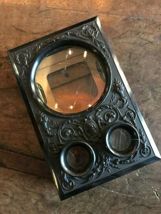 1870s Stereoscope Graphoscope Black Lacquered W Cameo Z - Type Viewer