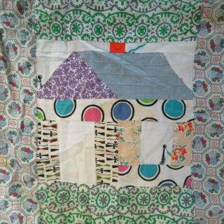 Vintage Quilt Top Hand Made Log Cabins 72 In X 85 In