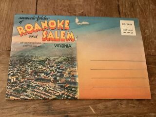 Souvenir Folder Of Roanoke And Salem Virginia Va Vintage Postcard Folder