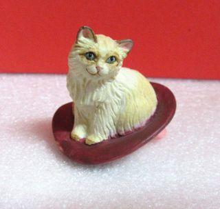 Lenox Miniature Victorian Cat Inside Hat Kitty Kitten Thimble