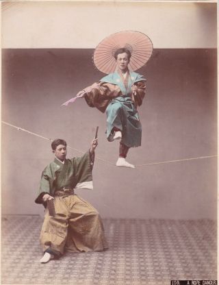Albumen Photograph Asia Japan Rare Image Of Rope Walker