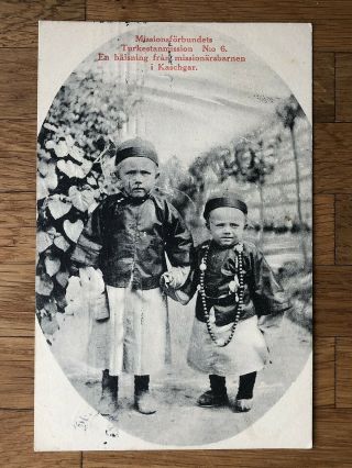 China Old Postcard Mission European Children In Kashger To Goeteborg 1912