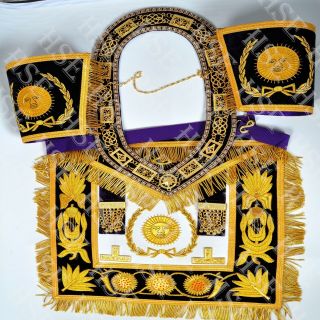 Embroidered Masonic Grand Master Apron With Collar & Cuffs Purple - Hse