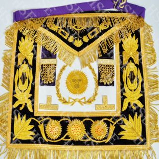 EMBROIDERED MASONIC GRAND MASTER APRON WITH COLLAR & CUFFS PURPLE - HSE 3