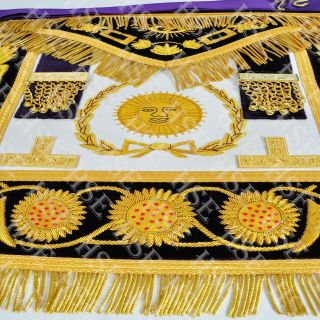 EMBROIDERED MASONIC GRAND MASTER APRON WITH COLLAR & CUFFS PURPLE - HSE 7