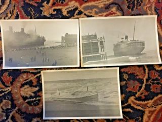 Wow 3 Real Photo 1934 Cruise Ship Disaster Fire S.  S.  Morro Castle Asbury Park Nj